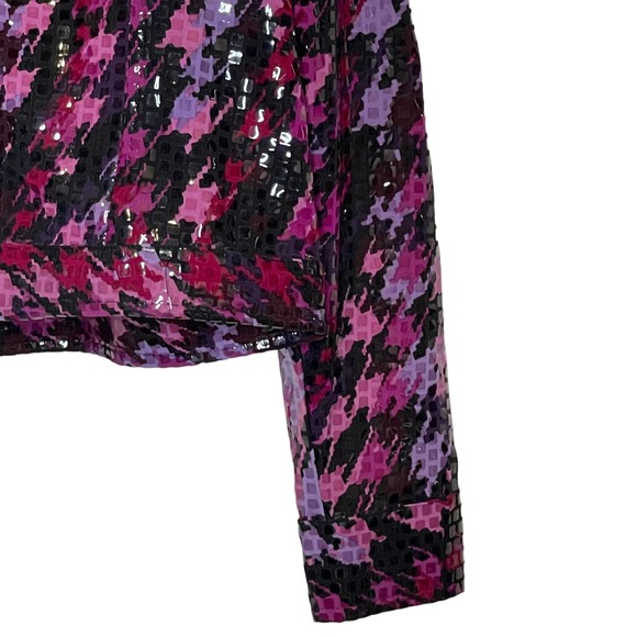 Elementz Shiny Sparkle Button Jean Jacket Shirt Stretch Long Sleeve Women Medium - Picture 3 of 8